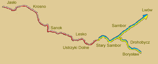 mapa szlak naftowy Polska-Ukraina