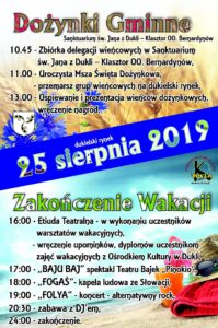 DOŻYNKI GMINNE – 25 SIERPNIA 2019r.